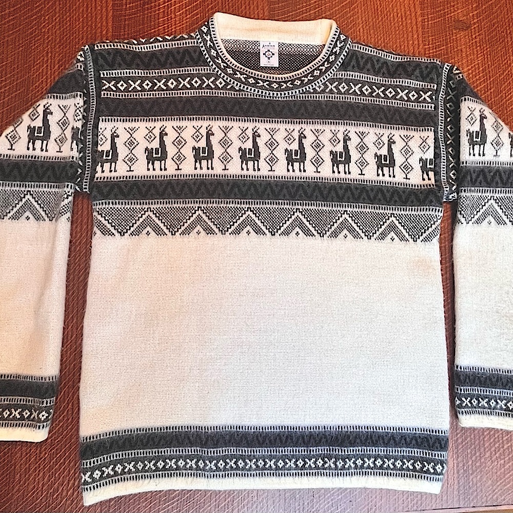 NWOT- Alpaca White, Black & Gray Sweater.